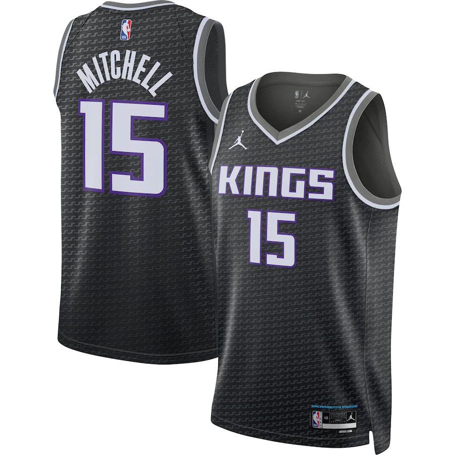 Men Sacramento Kings #15 Davion Mitchell Jordan Brand Black 2022-23 Statement Edition Swingman NBA Jersey